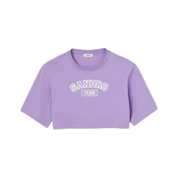 Sandro Logo-embroidered Cropped Cotton T-shirt