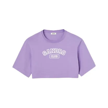 Sandro Logo-embroidered Cropped Cotton T-shirt-0