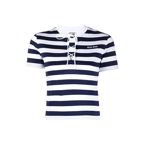 MIU MIU T Schwarzs Women's Blue With White Lettering