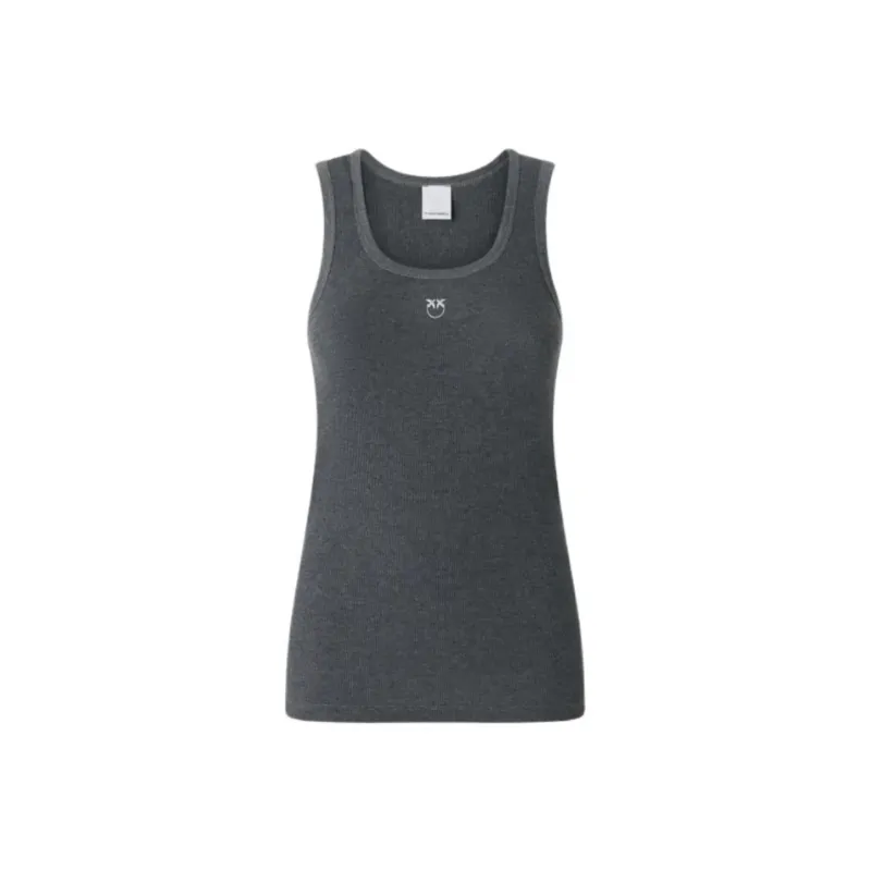 PINKO Calcolatore Logo Printed Ribbed Tank Top-0