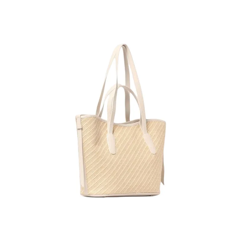 COCCINELLE Raffia Tote Bag, Shopping Bag, Shoulder Bag, Handbag Women's Beige-1