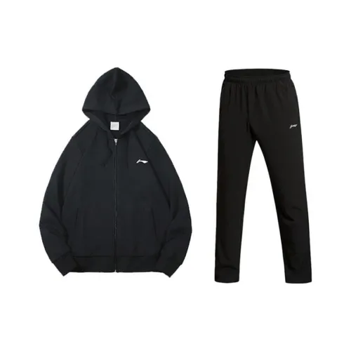 LiNing Sweatshirt Set Men's Black+Black