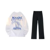 White Long-Sleeved Shirt+Black Jeans