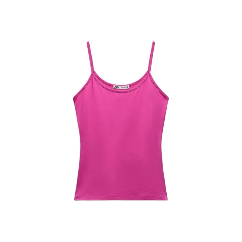 ZARA Tank Tops Women's Dark Purple Red-0