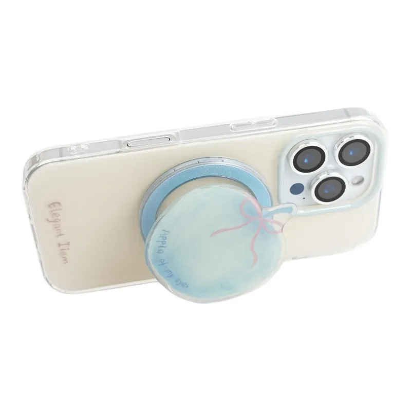 Sopi Acrylic Material Blue Apple Magnetic Stand Phone Cases Compatible With IPhone 16/15 Pro Max/Apple 13/14 Pro/Max-3