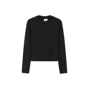 GAP Ribbed Stretch Long Sleeved T Shirt Slimming Inner Layer Medium Cropped Top T Shirt Women's