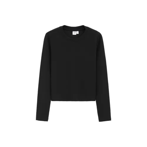 GAP Ribbed Stretch Long Sleeved T Shirt Slimming Inner Layer Medium Cropped Top T Shirt Women's