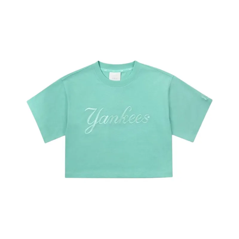MLB New York Yankees T Shirt Women's Aqua Blue-0
