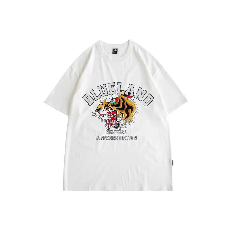 BLUELANDINC Crew Neck Loose Fit Straight T-Shirt Women's White-0