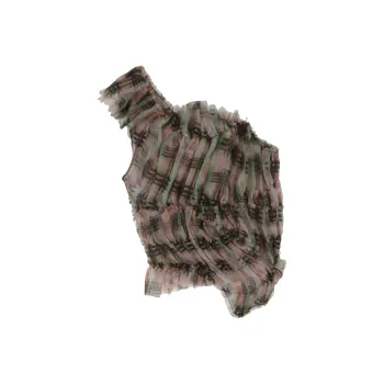 Collina Strade Plaid Ruffle Silk chiffon Top