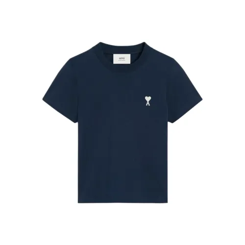 AMIPARIS Paris Logo Embroidered Cropped T Shirt