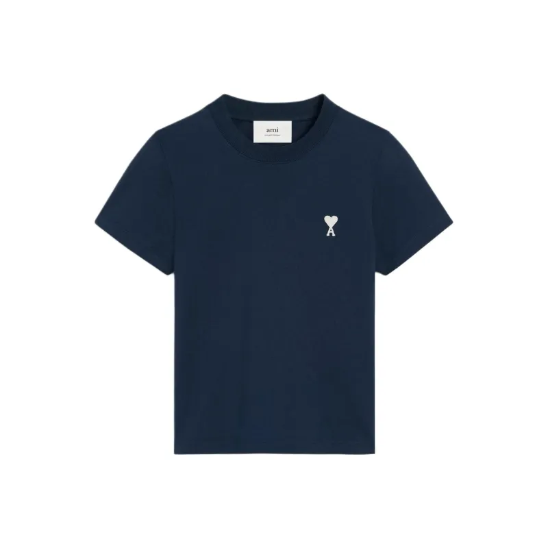 AMIPARIS Paris Logo Embroidered Cropped T Shirt-0