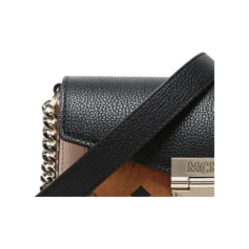 MCM Patricia Visetos PVC Handbag Large Size Women's Black-2