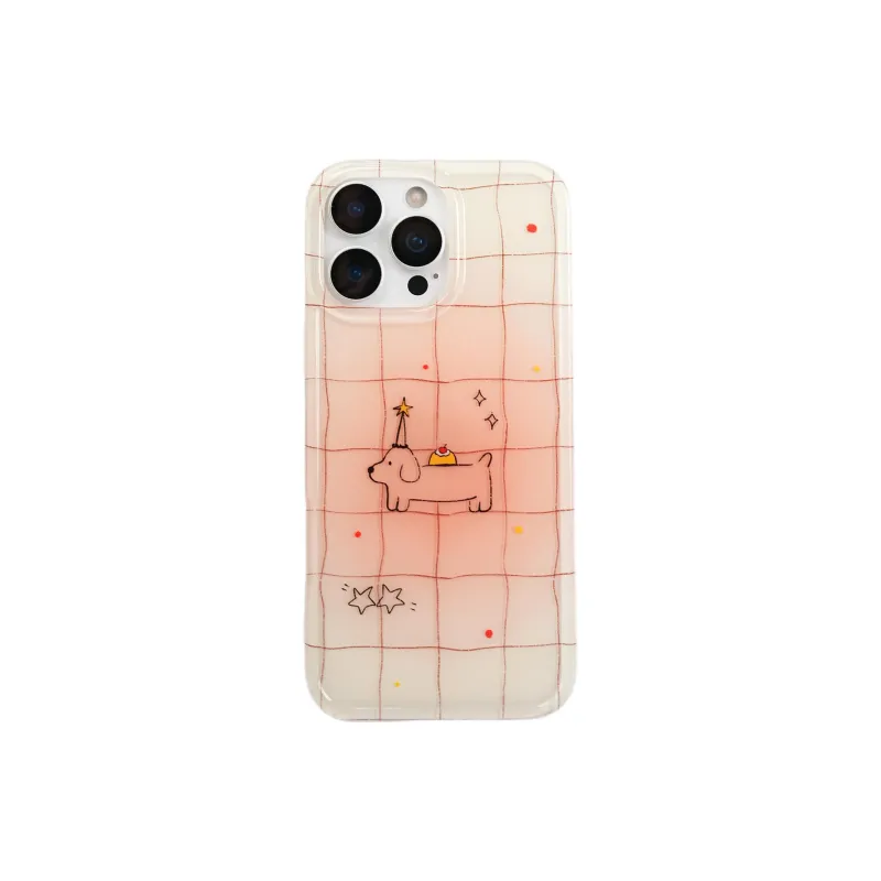 Wei Xin Acrylic Material Blended Plaid Maltese Phone Cases Compatible With IPhone 16/15 Pro Max/Apple 13/14 Pro/Max-5