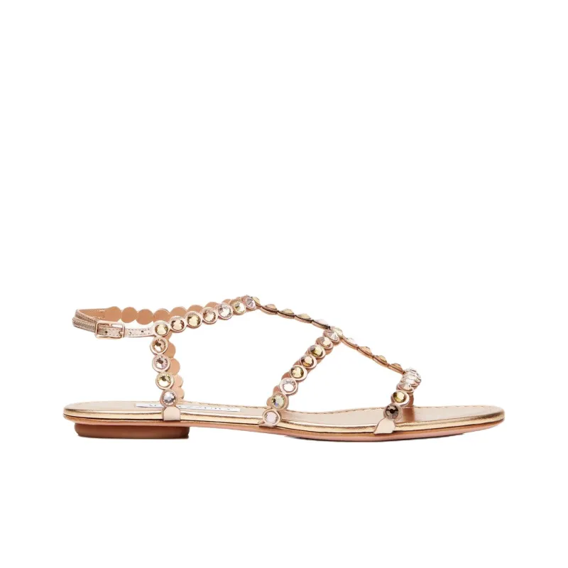 AQUAZZURA Tequila One Strap Sandals Women's Gold-1