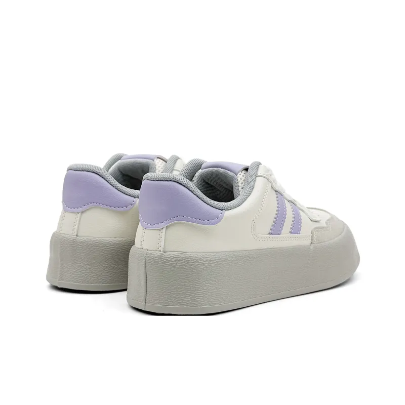 Mengsai Anti-Slip Wear-Resistant Low-Top Skateboard Shoes Women's Gray Purple-5