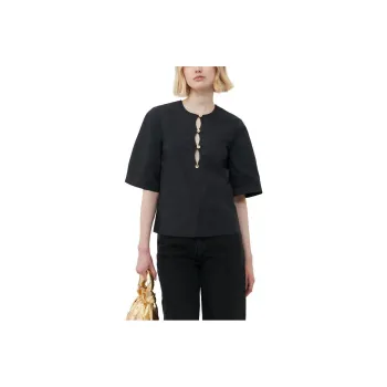 GANNI Cut-out Poplin Blouse