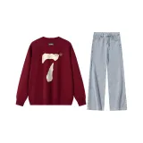 Burgundy Sweatshirt+Blue Jeans