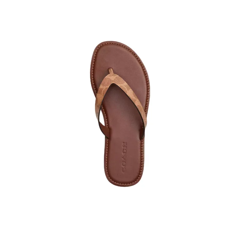 COACH Rubber Sole Flip Flops Women's Brown-3