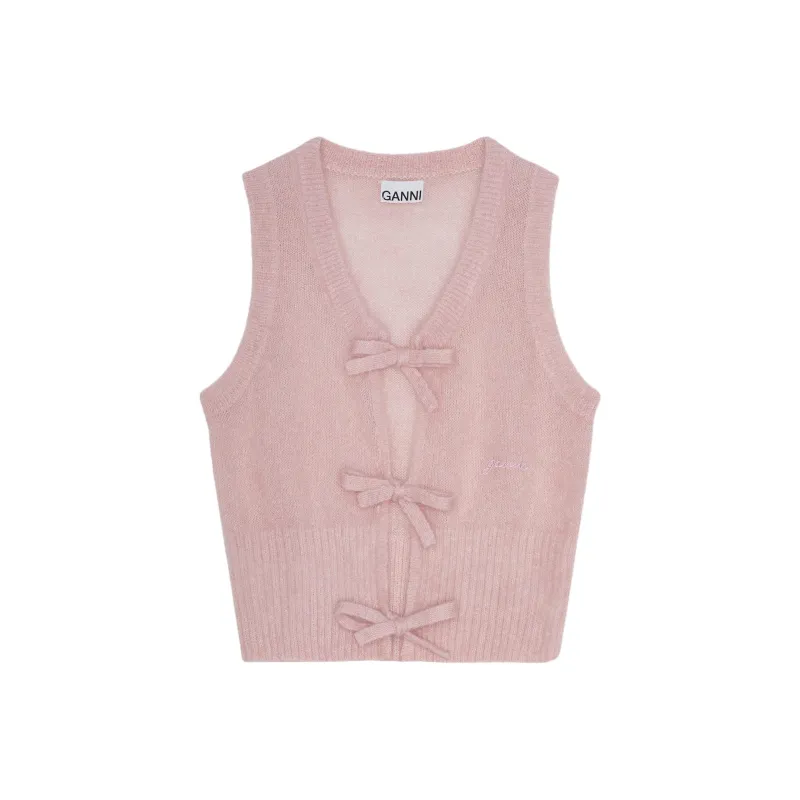 GANNI Bow Fastening Knit Vest-0