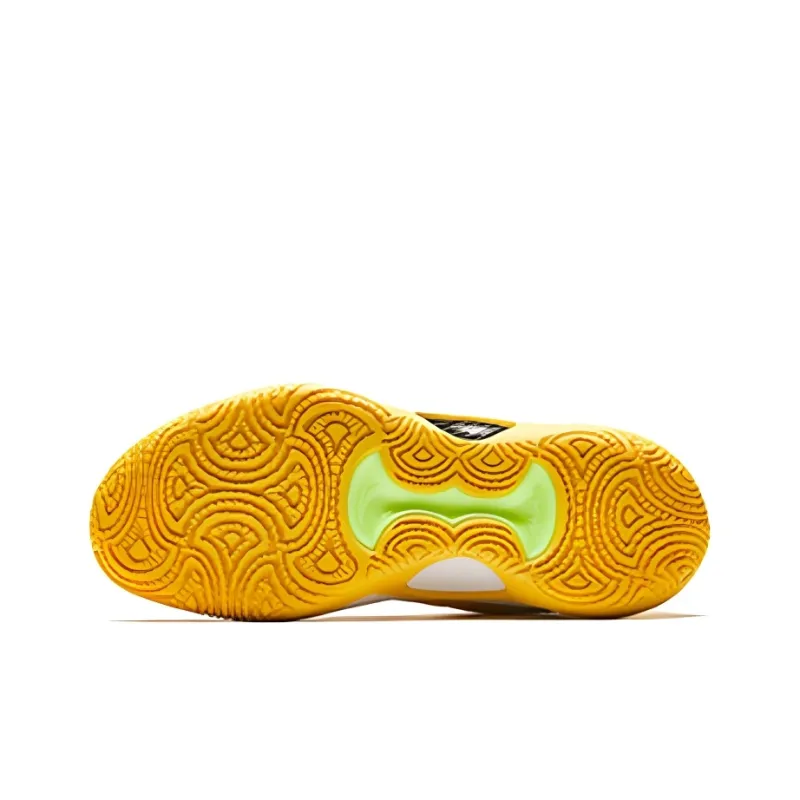 Anta Anti Slip Wear Resistant Mid Top Nitrogen Technology Basketball Shoes Men's Yellow-4