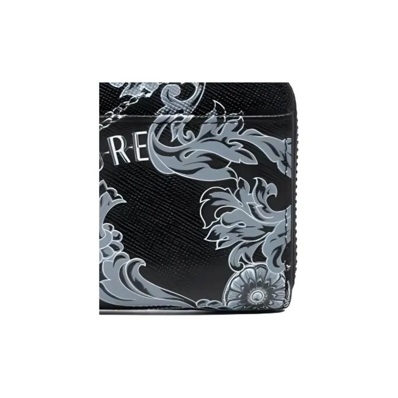 VERSACE JEANS COUTURE Calfskin Wallet Men's Black/Gray-3