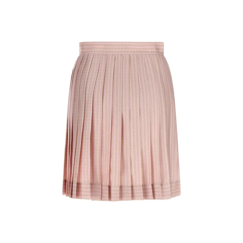 VERSACE Pinstripe Chain Silk Twill Skirt 'Pink/Milk'-1