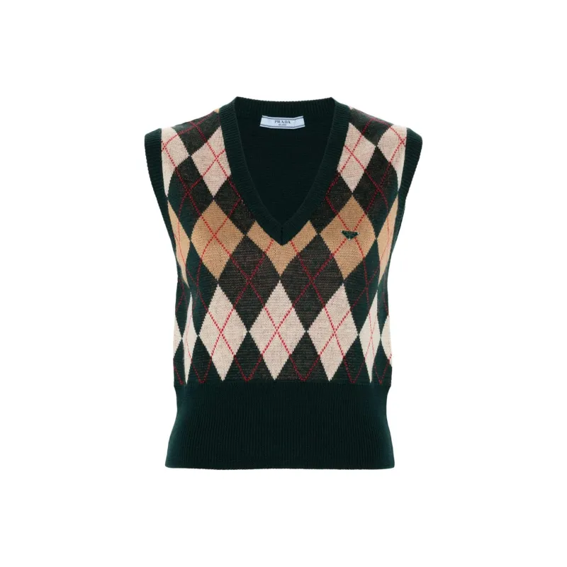 PRADA Checked Knitted Vest-0