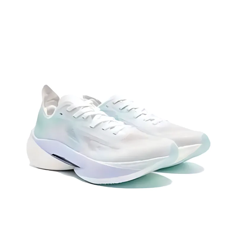 QIAODAN Cushioning And Breathable Low Top Carbon Plate Marathon Running Shoes Women's White Green-3