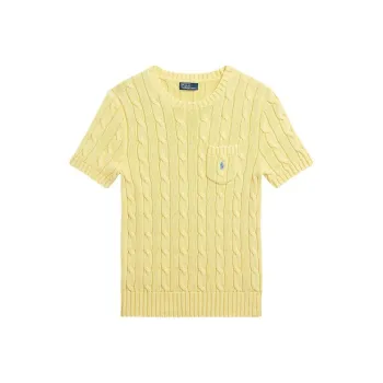 Polo Ralph Lauren Logo Embroidered Cable Knit Crewneck Top