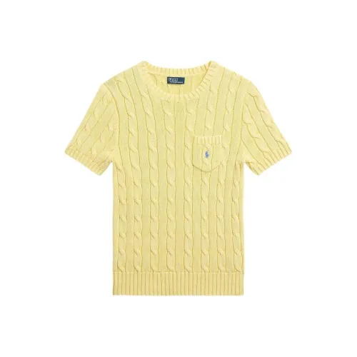 Polo Ralph Lauren Logo Embroidered Cable Knit Crewneck Top