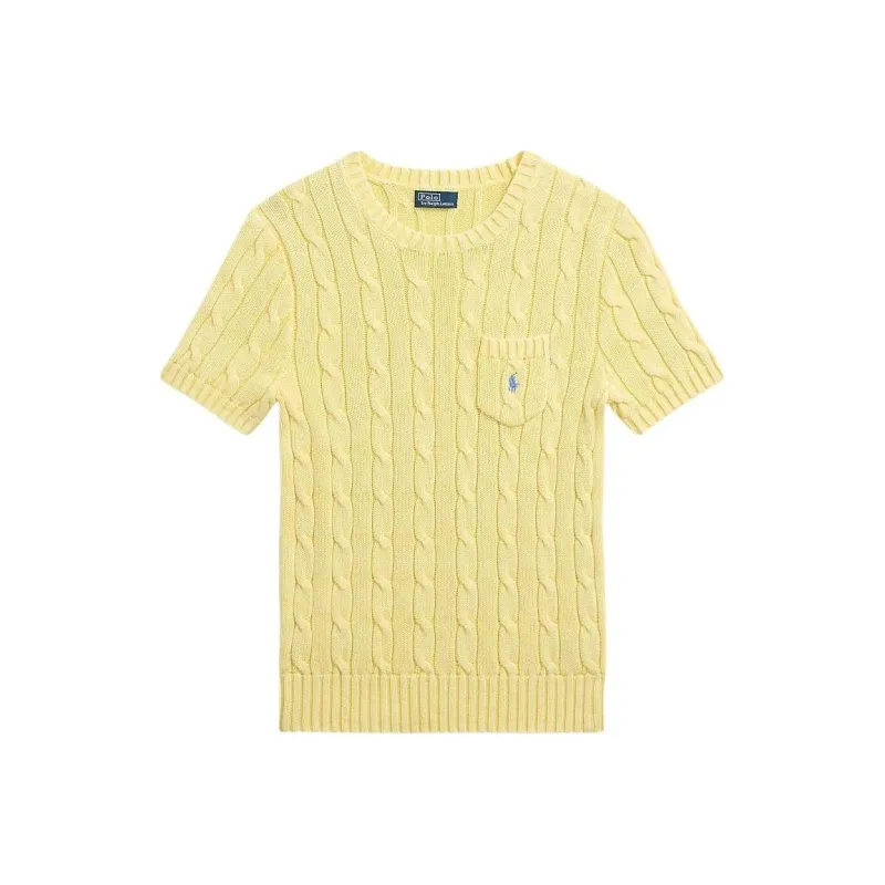 Polo Ralph Lauren Logo Embroidered Cable Knit Crewneck Top-0