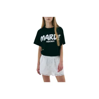 MARDI MERCREDI T Shirt Women's Black/White Korean Style