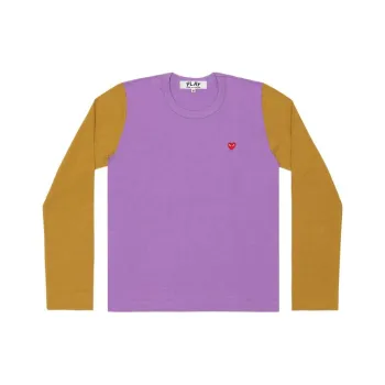 CDG Play T Shirts Women's Mustard Yellow With Purple Accents