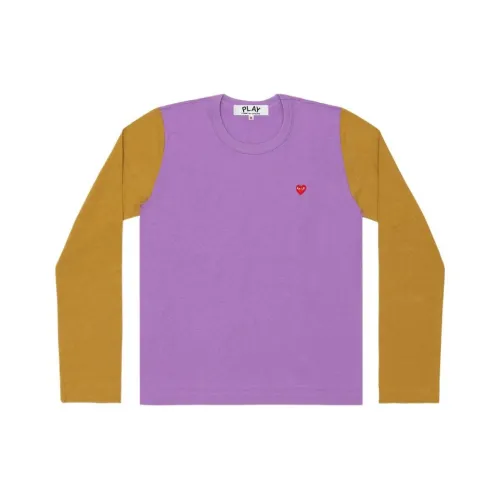 CDG Play T Shirts Women's Mustard Yellow Purple Patchwork