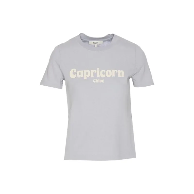 Chloé Capricorn Logo Printed Crewneck T Shirt-0