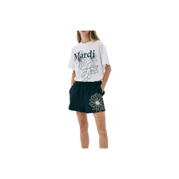 MARDI MERCREDI Three Flowers Collection SS25 T Shirt Women's Ivory Navy Blue Korean Style