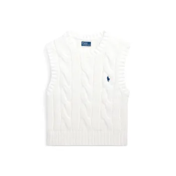 Polo Ralph Lauren Cable Knit Cotton Sweater Vest Wcf White