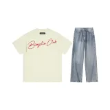 Clothing Sets[Apricot Short-Sleeved & Pink & Blue Jeans]