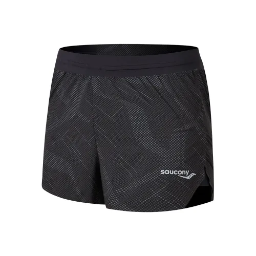 Saucony Casual Shorts Men's Black With Reflective Silver Dotted Pattern