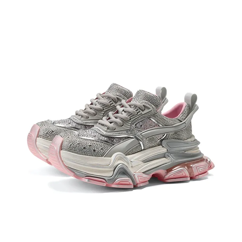 GG CC Cushioning, Slip Resistant, And Abrasion Resistant Low Top Height Increasing Mesh Chunky Sneakers Women's-7