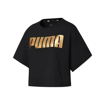 PUMA T Shirts Women's Black Gold