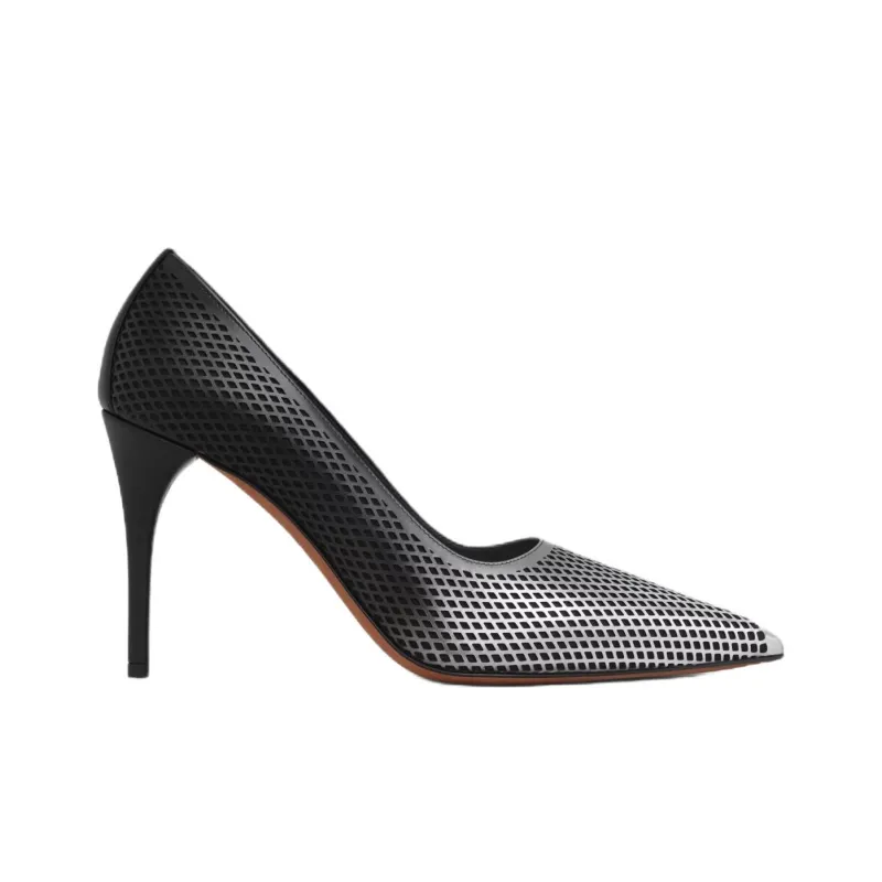 Alaia Slim Heel High Heels 9cm Women's Silver Black-1