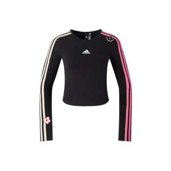 adidas Floral Pattern Retro Long Sleeve T Shirt Black