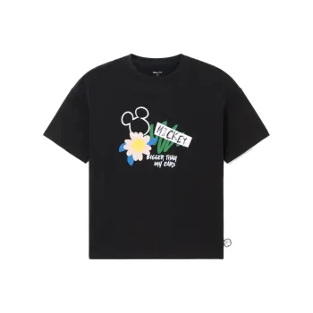 LiNing x Disney Mickey Series Spring Drop Shoulder Sleeve T Shirt Women's Black