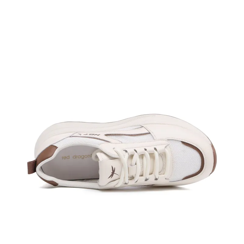RED DRAGONFLY Breathable And Lightweight Low Top Casual Shoes Women's Beige Brown-3