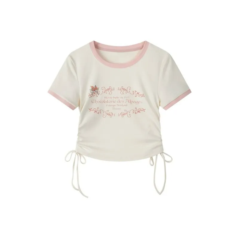 DOKZB Summer T Shirt Women's Cream Apricot-0