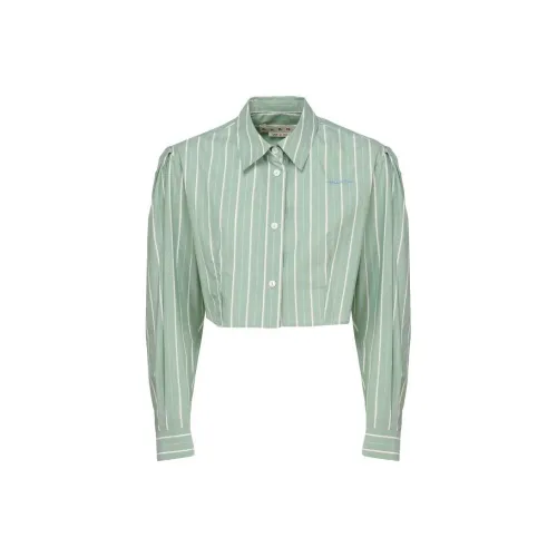 MARNI Cropped Box Long Sleeve Button Down 'Millet'
