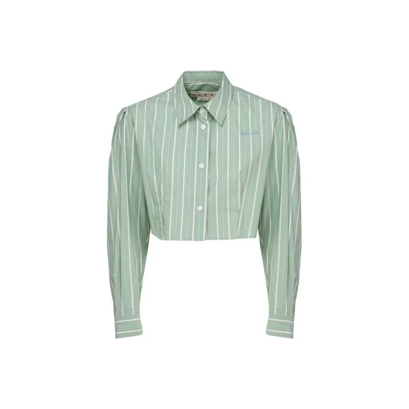 MARNI Cropped Box Long Sleeve Button Down 'Millet'-0