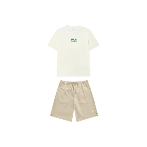 FILA Casual Sportswear Men Sweet Milk White+Light Bean Paste Brown